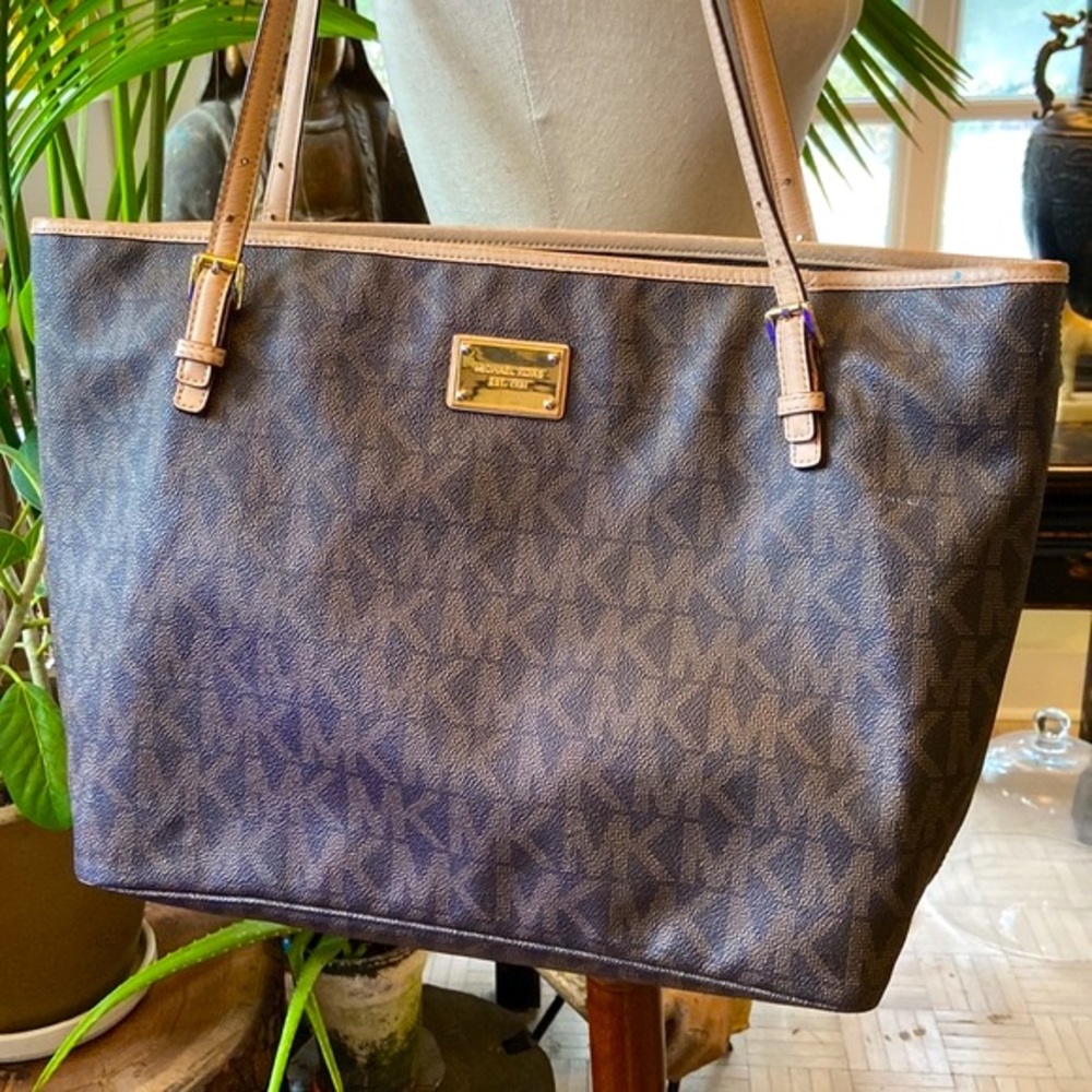 Michael Kors Blue and Tan Tote Bag